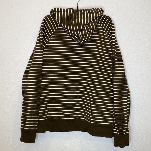 Merona Striped Thick Long Sleeve Fleece Lined Sweatshirt Dark Green Sz Lg - Picture 5 of 11